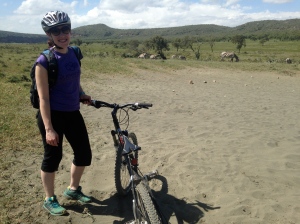 sunny & hot birthday biking with the zebras at Hells Gate National Park